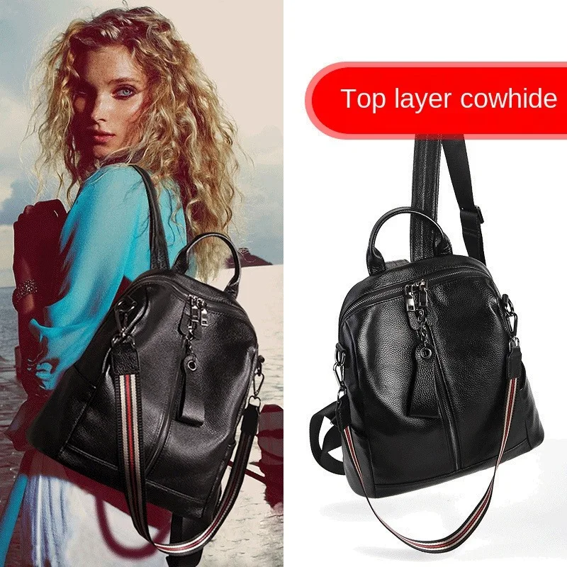 Premium leather mini backpack with multi-compartment design for city organization