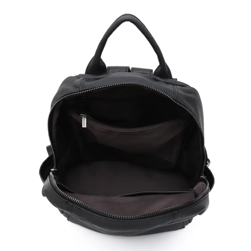 Premium Genuine Cowhide Leather Backpack Unisex Compact Multi-Pocket Casual Daypack for Travel and Everyday Use - Image 5