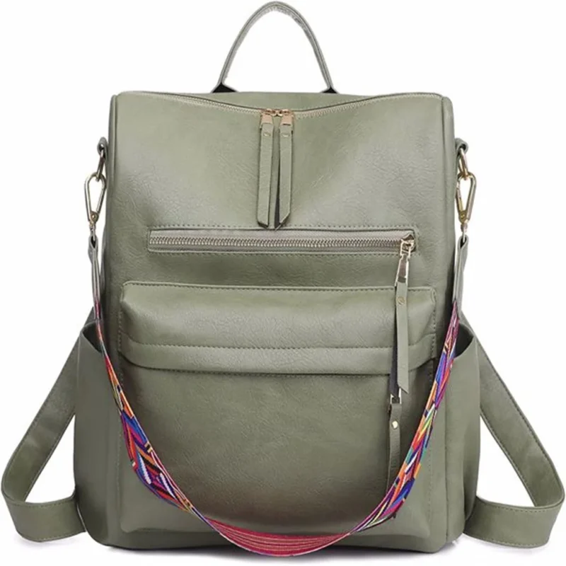 Premium PU Leather Women's Convertible Backpack Purse with Multiple Compartments - Image 4
