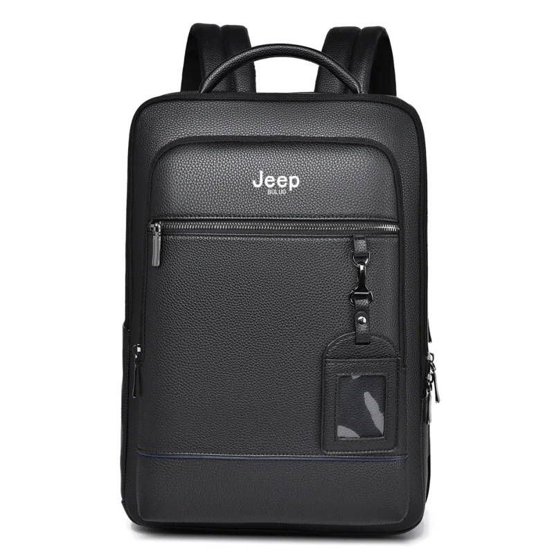 Premium Black Genuine Leather Business Laptop Backpack for Men with Multi-Compartment Organization - Image 7