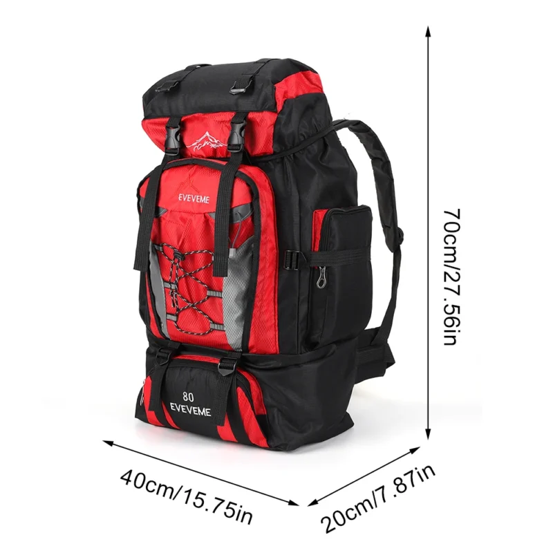 Premium 80L Waterproof Nylon Hiking Backpack with Multiple Compartments for Camping and Trekking - Image 7