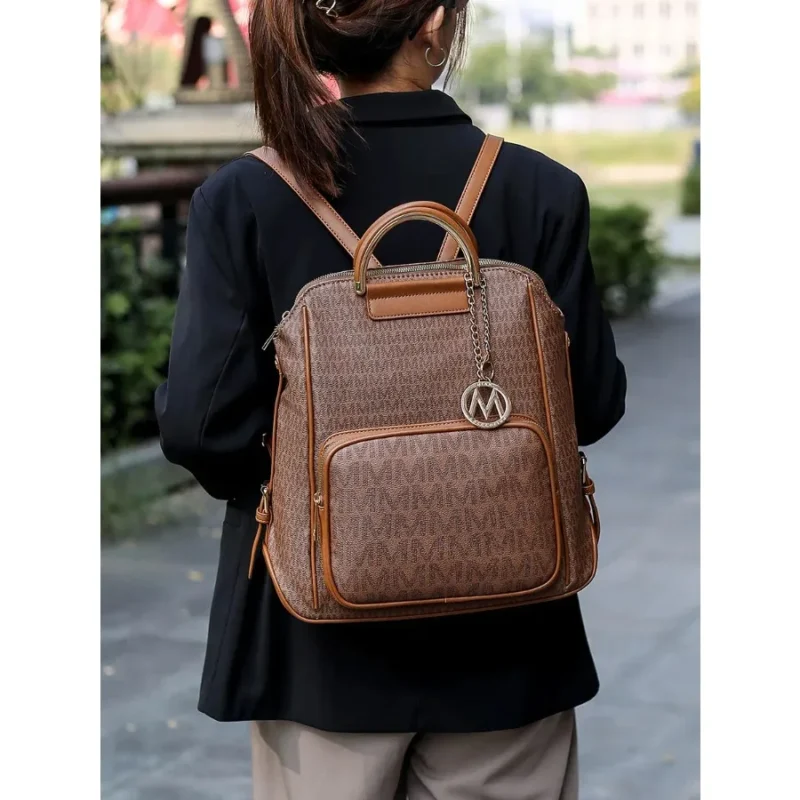Premium MKF Signature Vegan Leather Women's Backpack with Monogram Print - Image 2