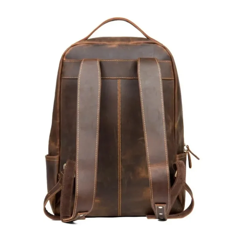 Vintage Brown Genuine Leather Minimalist Backpack for Travel School and Everyday Use - Image 2