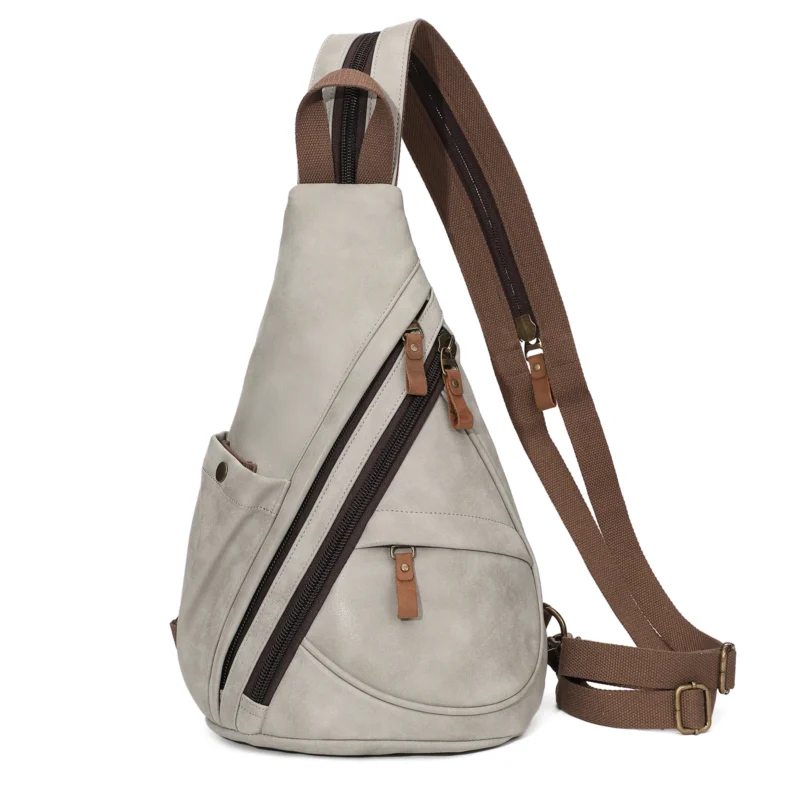 Premium PU Leather Crossbody Sling Backpack Unisex Casual Daypack with Multiple Compartments - Image 13