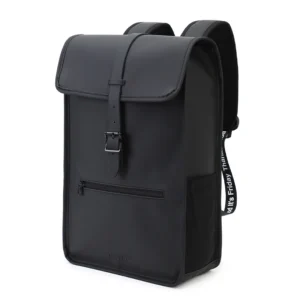 Premium Black Leather Men's Laptop Backpack Waterproof 15-inch Travel Business Daypack