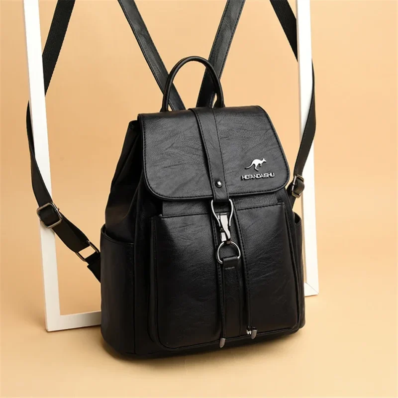 Premium Soft Sheepskin Leather Women's Backpack with Multiple Compartments for Everyday Use - Image 2