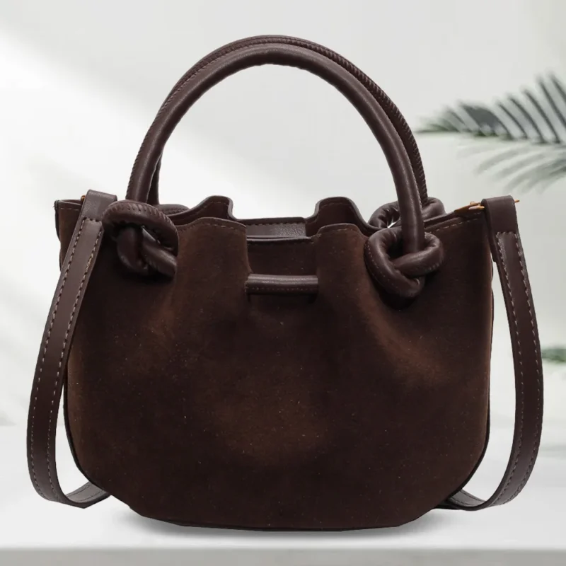 Elegant PU Leather Bucket Handbag Women's Versatile Shoulder Sling Purse with Multiple Compartments - Image 9