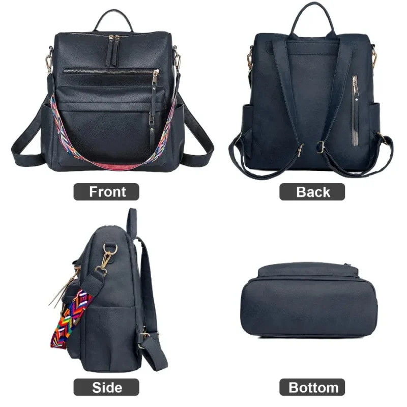 Versatile Black Nylon Women's Convertible Backpack Purse with Multi-Compartment Design - Image 2
