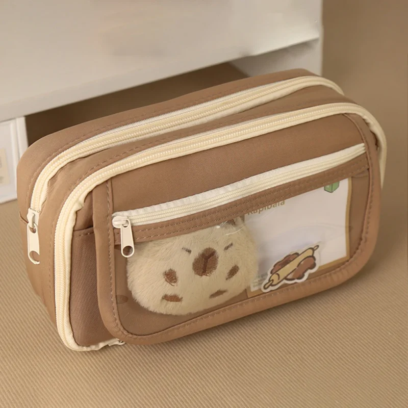 Cute Capybara Nylon Backpack Large Capacity Student Bookbag with Adjustable Straps - Image 2