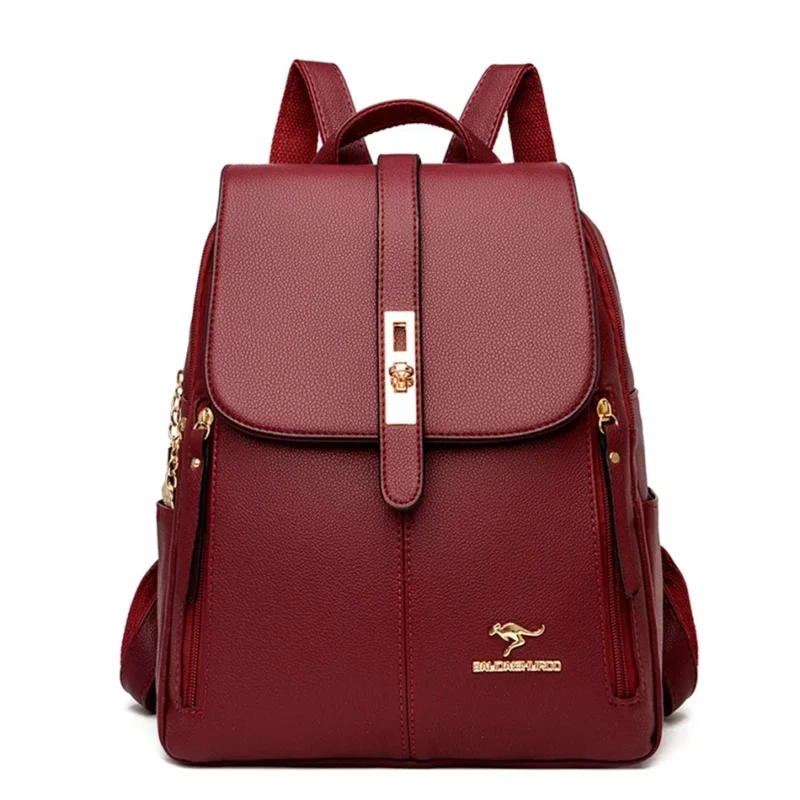 Vintage Microfiber Leather Women's Backpack with Multi-Compartment Storage for Travel and School - Image 6