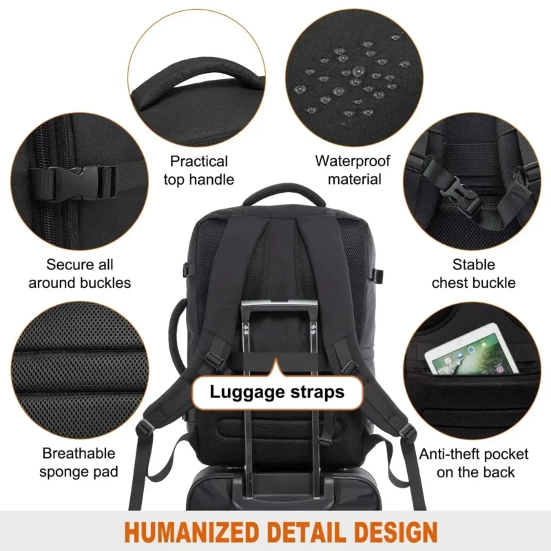 Premium 40L Expandable Waterproof Travel Backpack with Laptop Compartment and Multi-Function Storage - Image 2