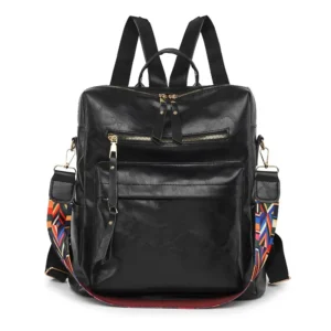 Premium Vegan Leather Women's Convertible Backpack with Multiple Compartments for Travel and School