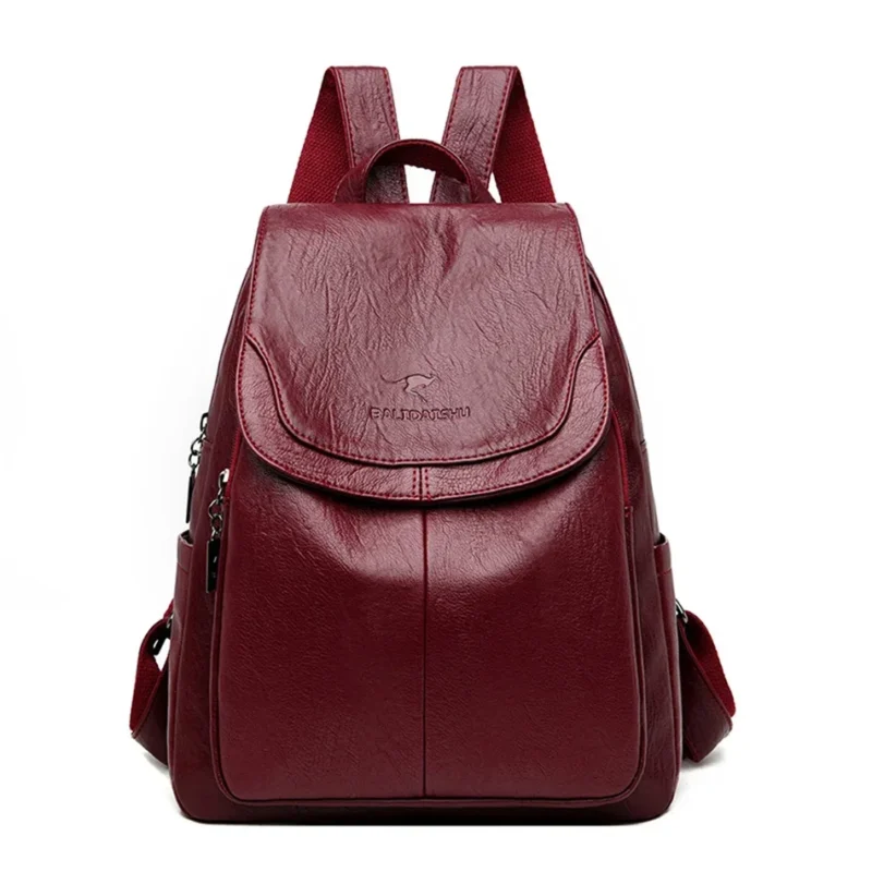Vintage Brown PU Leather Women's Backpack Purse with Multiple Compartments for Travel and School - Image 9