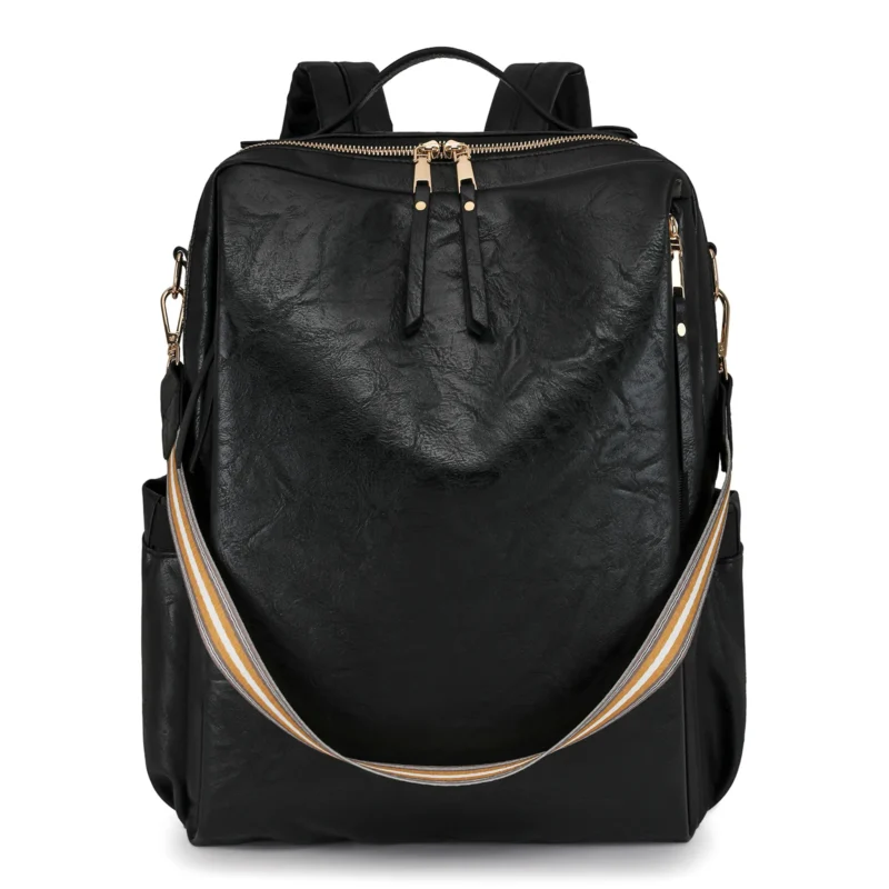 Vintage Brown Leather Women's Backpack with Multiple Compartments and Laptop Storage - Image 11