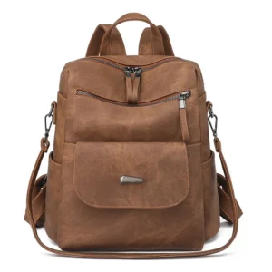 Soft PU Leather Women's Fashion Backpack with Laptop Compartment and Slouchy Design