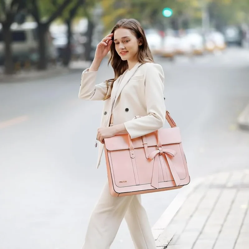 Premium Vegan Leather 15.6" Women's Convertible Laptop Backpack Tote with Multiple Compartments - Image 4