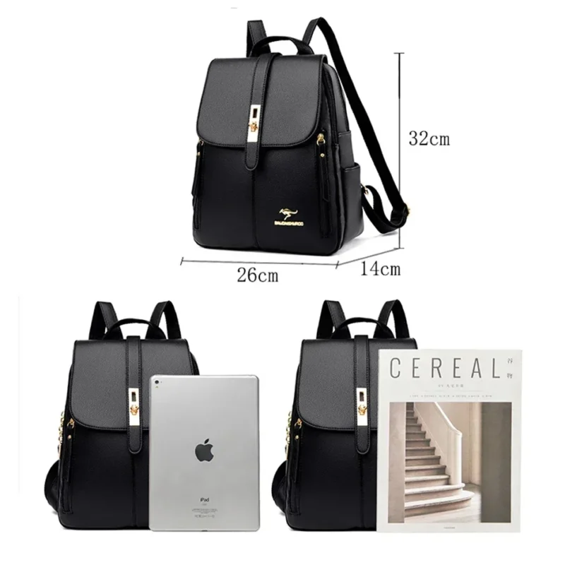 Vintage Microfiber Leather Women's Backpack with Multi-Compartment Storage for Travel and School - Image 4