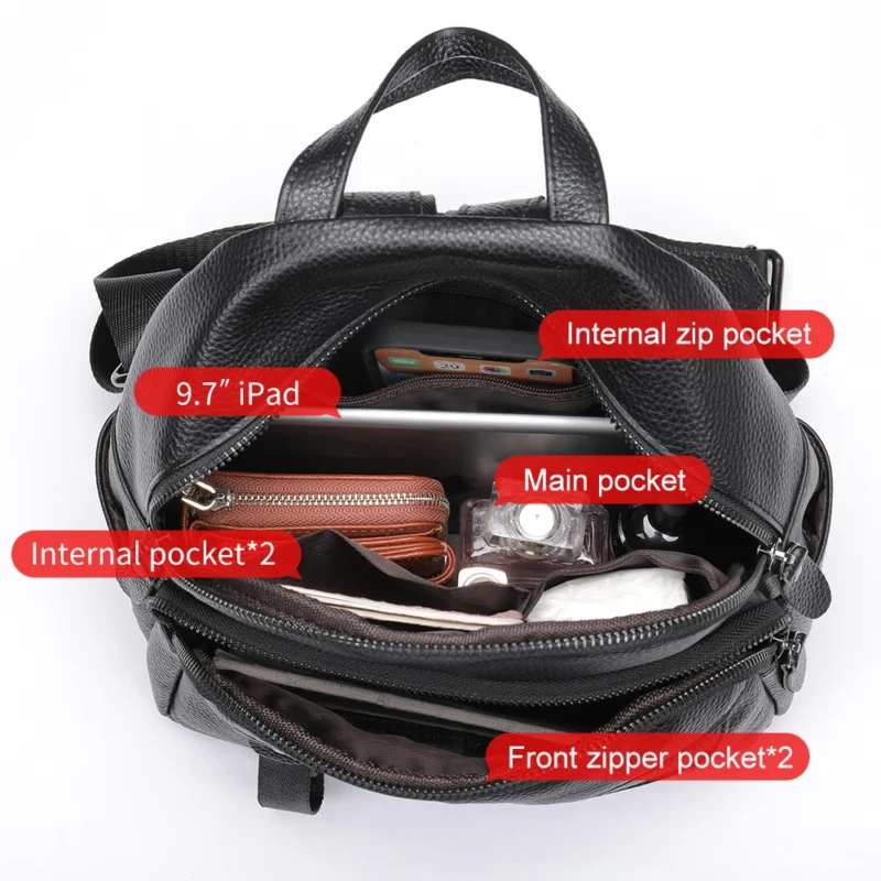 Premium Genuine Leather Women's Laptop Backpack with Anti-theft Protection - Image 4