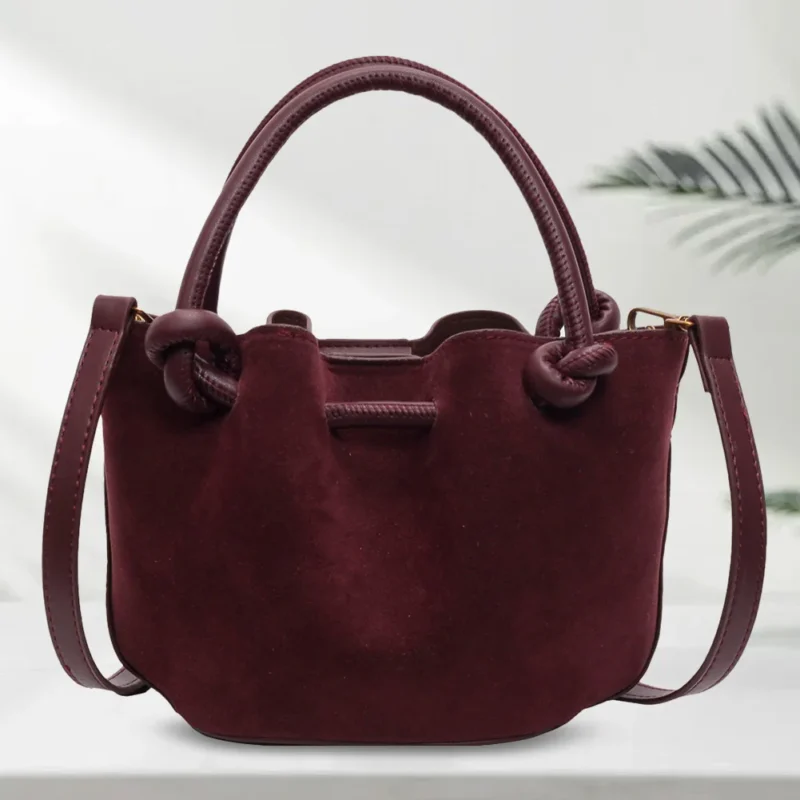 Elegant PU Leather Bucket Handbag Women's Versatile Shoulder Sling Purse with Multiple Compartments - Image 8