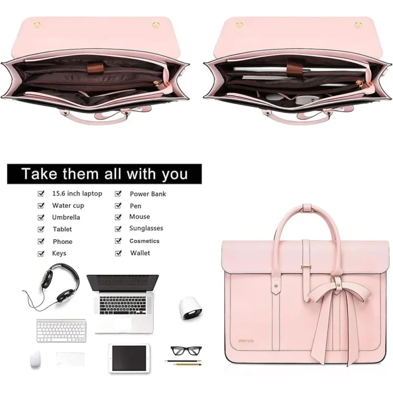 Premium Vegan Leather 15.6" Women's Convertible Laptop Backpack Tote with Multiple Compartments - Image 3