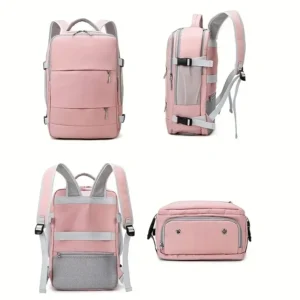 Waterproof Nylon Travel Backpack with Wet/Dry Compartments and Shoe Storage