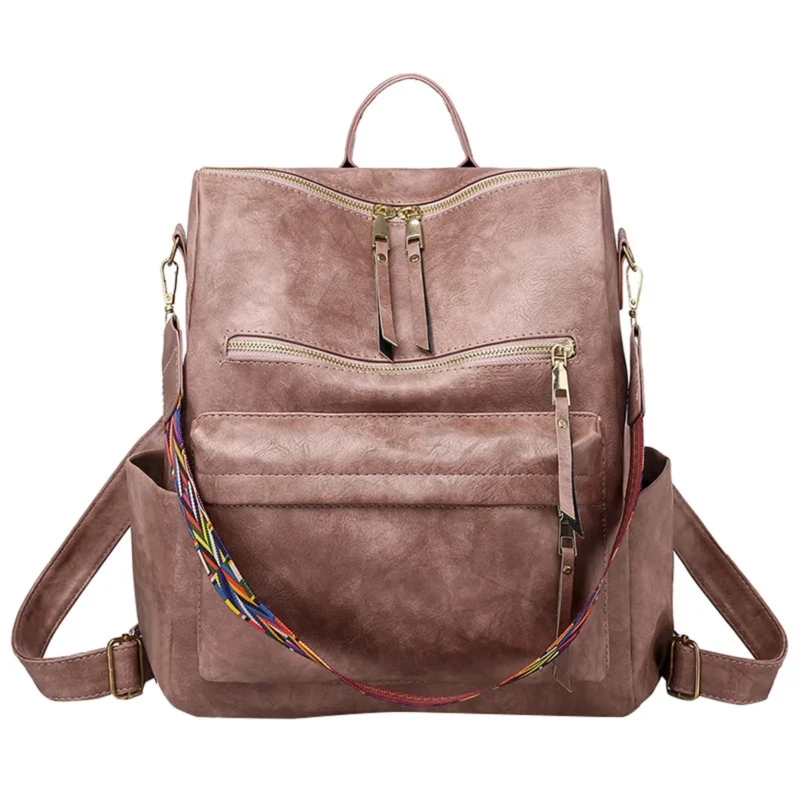 Premium Soft Leather Women's Fashion Backpack Purse with Multiple Compartments for Travel and Daily Use - Image 6