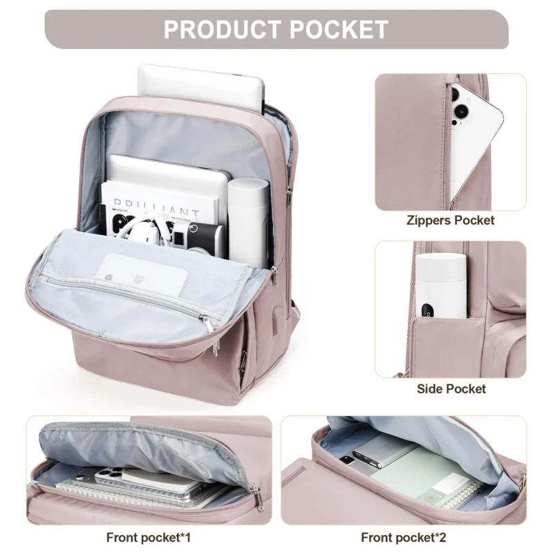 Durable Nylon Travel Backpack with 15.6 Inch Laptop Compartment for Women and Men - Image 2
