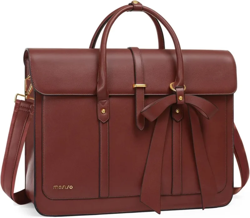 Premium PU Leather Laptop Backpack for Women 15-16 Inch Waterproof Computer Bag with Multiple Compartments - Image 9