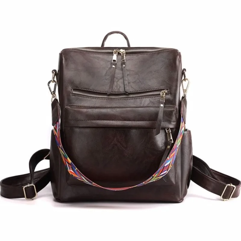 Premium PU Leather Women's Convertible Backpack Purse with Multiple Compartments - Image 5