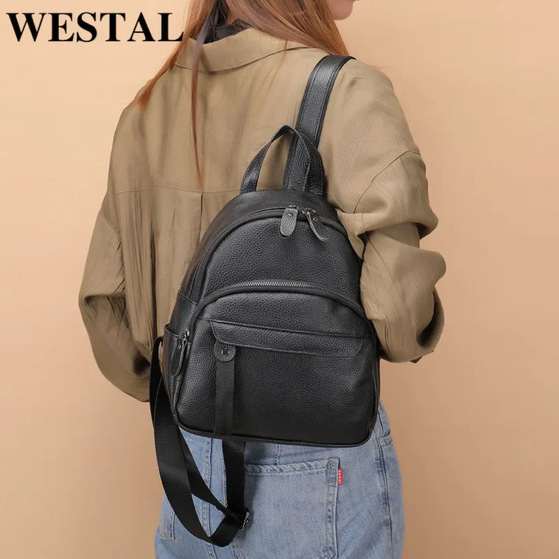 Premium Genuine Leather Women's Laptop Backpack with Anti-theft Protection - Image 5