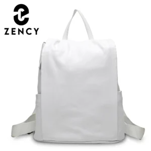 Premium White Full Grain Leather Women's Anti-theft Backpack with Multiple Compartments