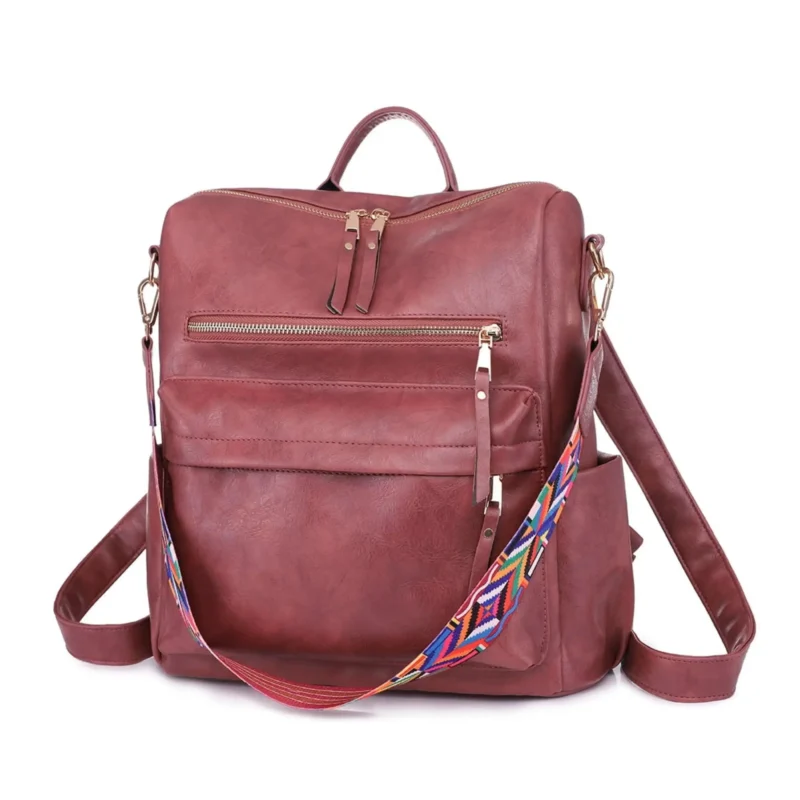 Premium Vintage Leather Women's Convertible Backpack Purse with Multiple Compartments - Image 6