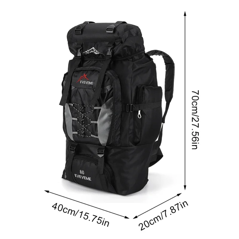 Premium 80L Waterproof Nylon Hiking Backpack with Multiple Compartments for Camping and Trekking - Image 8