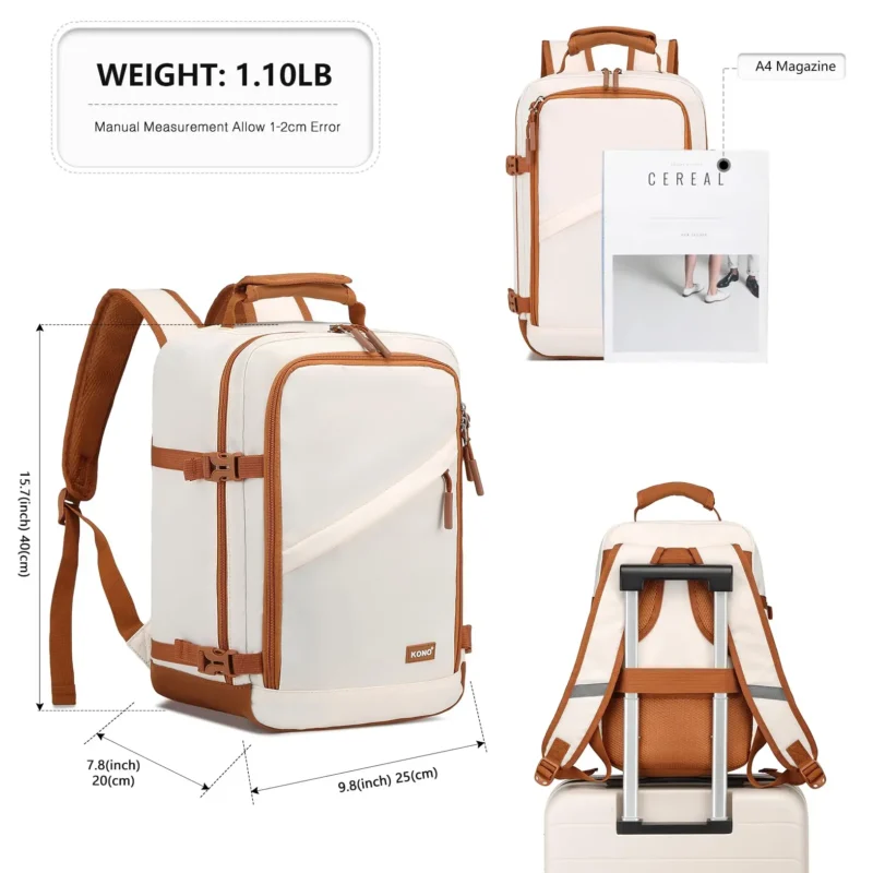 Compact Polyester Underseat Backpack 40x20x25 cm Travel Carry-on Cabin Bag with Multiple Compartments - Image 2