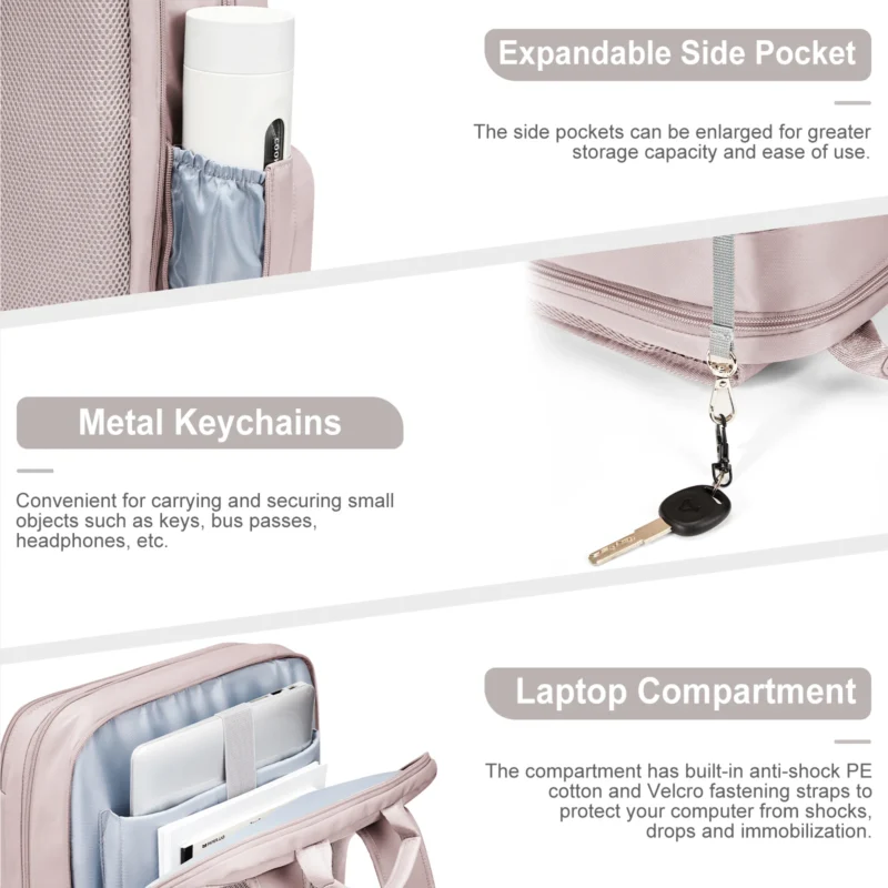 Durable Nylon Travel Backpack with 15.6 Inch Laptop Compartment for Women and Men - Image 5