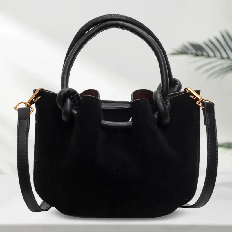 Elegant PU Leather Bucket Handbag Women's Versatile Shoulder Sling Purse with Multiple Compartments - Image 7