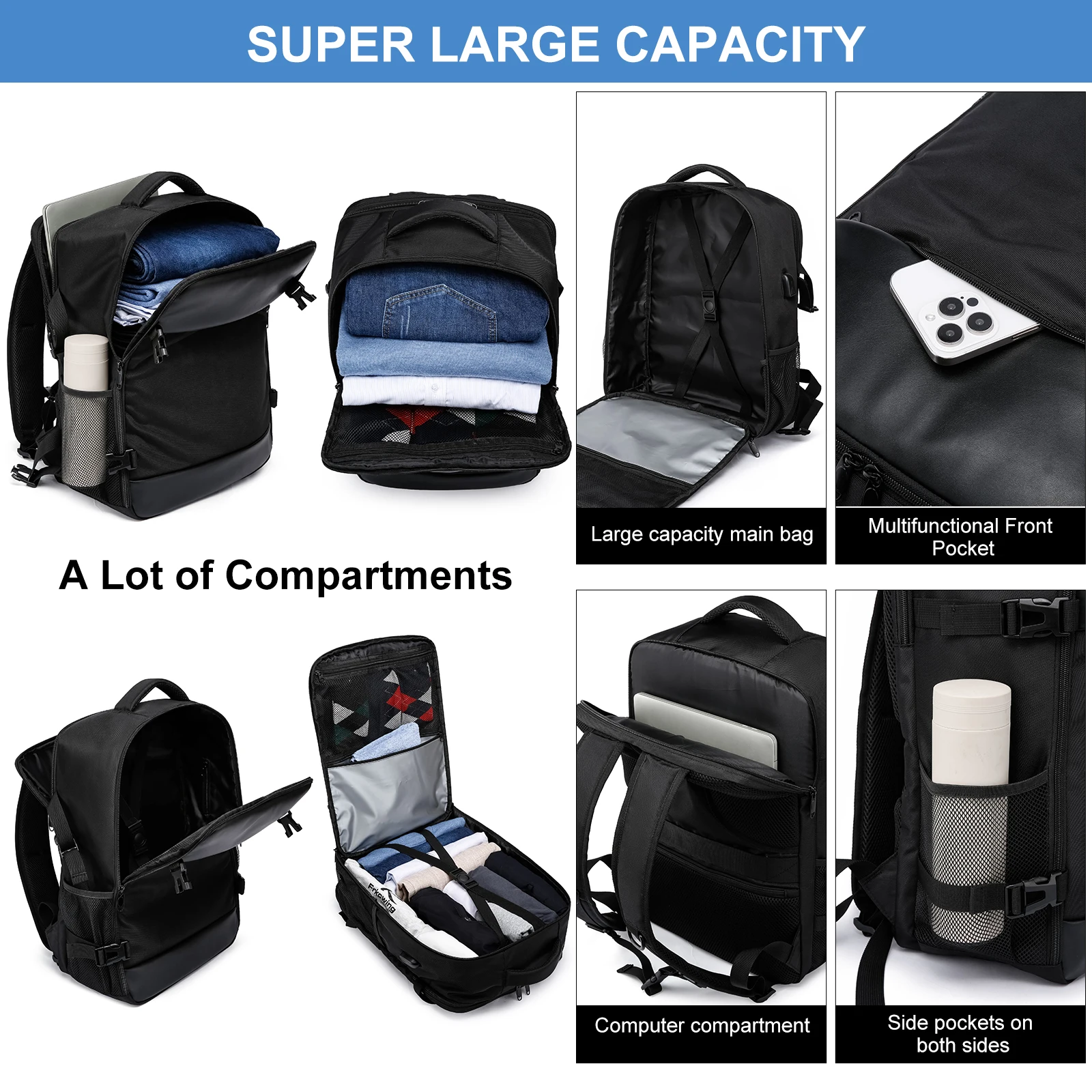 Compact leather backpack showing organization features and compartments