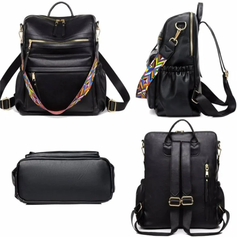Premium PU Leather Women's Convertible Backpack Purse with Multiple Compartments - Image 2