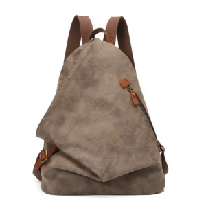 Vintage Brown PU Leather Travel Backpack with Multiple Compartments for Men and Women