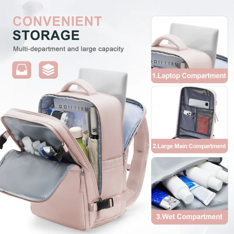 Premium Nylon Travel Backpack with Laptop Compartment for College, Work and Air Travel - Image 2