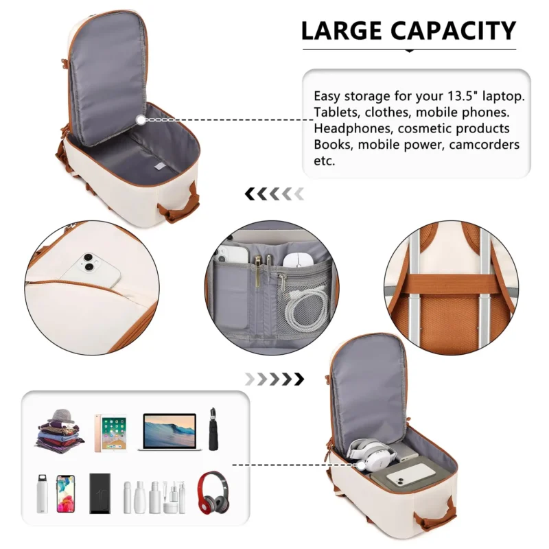 Compact Polyester Underseat Backpack 40x20x25 cm Travel Carry-on Cabin Bag with Multiple Compartments - Image 5