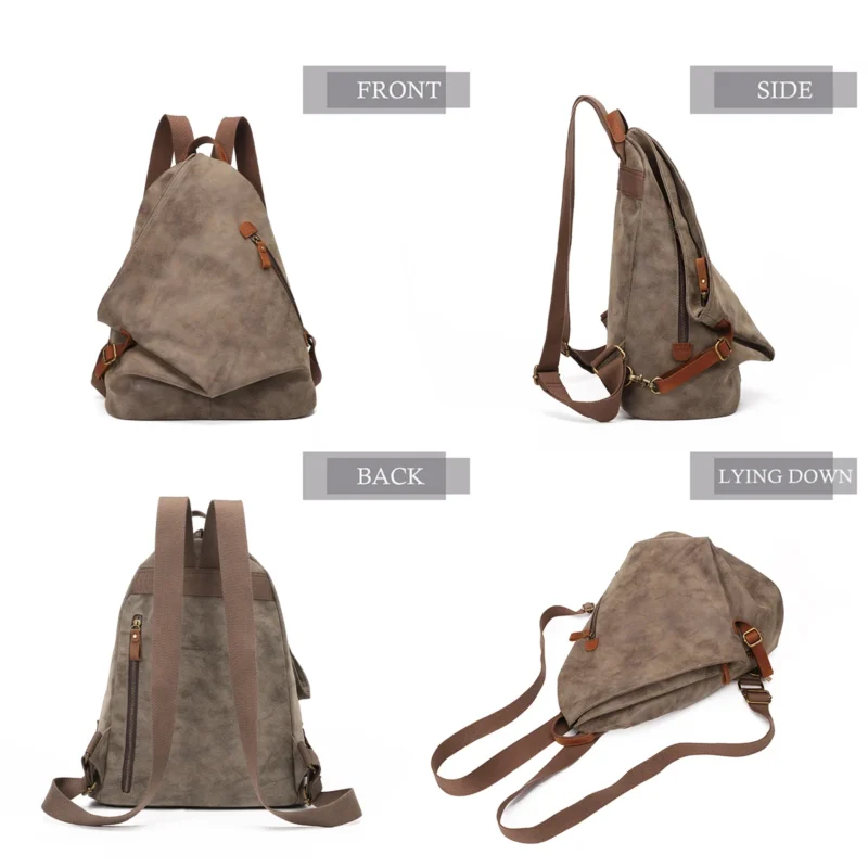 Vintage Brown PU Leather Travel Backpack with Multiple Compartments for Men and Women - Image 5