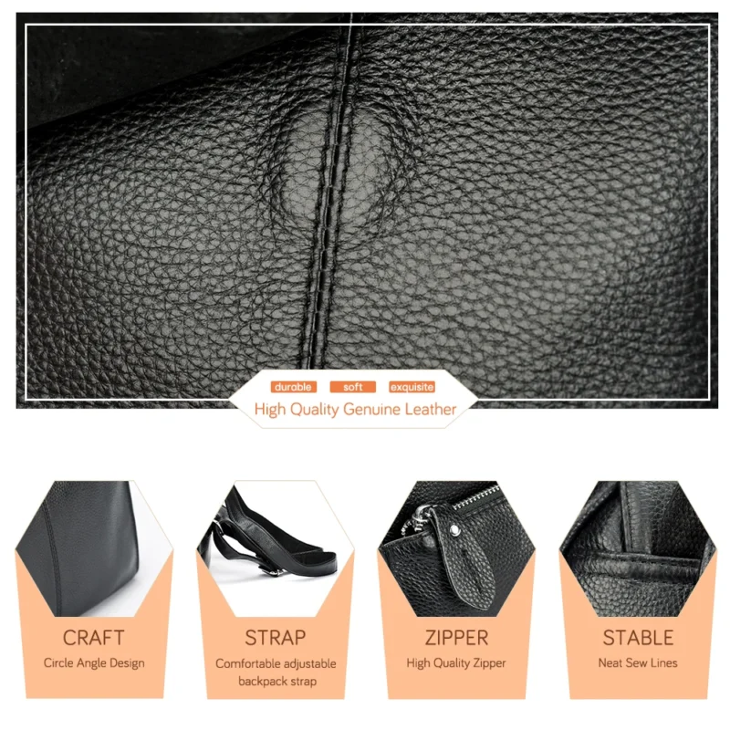 Premium Yellow Genuine Leather Women's Travel Backpack with Multi-Compartment Design - Image 6
