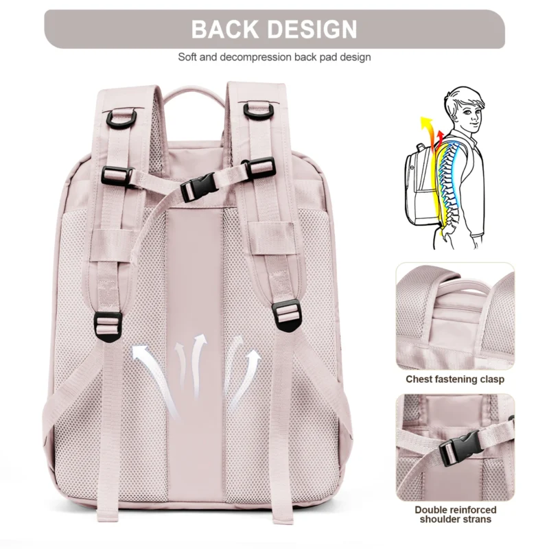 Durable Nylon Travel Backpack with 15.6 Inch Laptop Compartment for Women and Men - Image 4