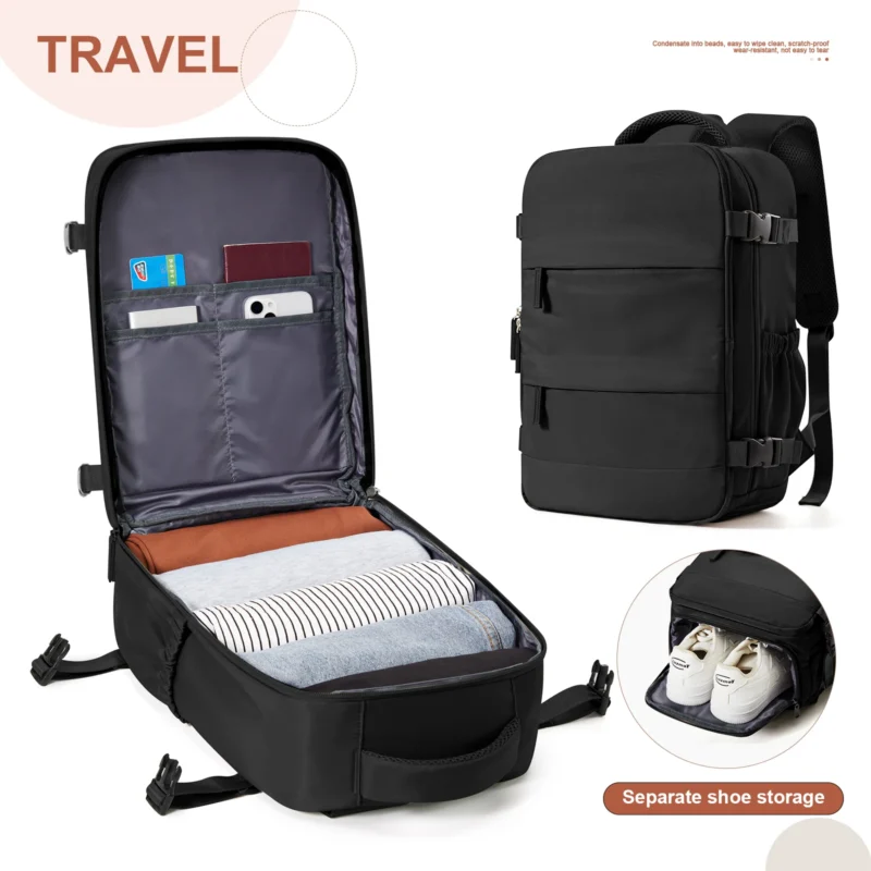 Compact Nylon Travel Backpack 40x20x25cm Cabin Size Carry-On Luggage with Laptop Compartment - Image 7