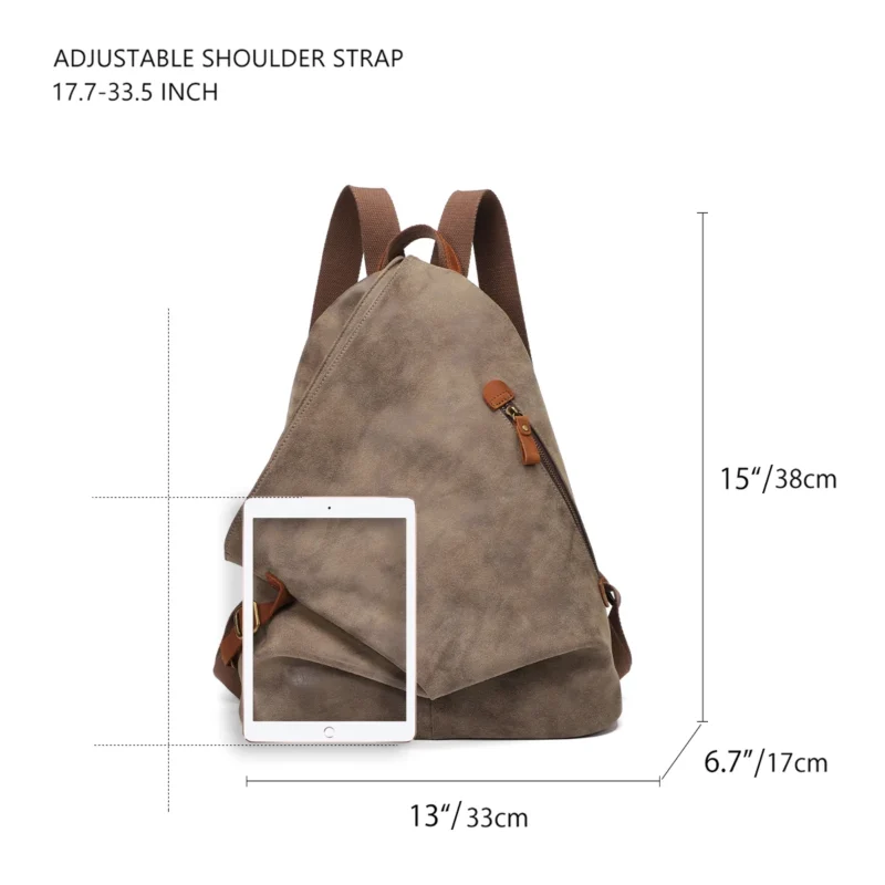 Vintage Brown PU Leather Travel Backpack with Multiple Compartments for Men and Women - Image 2