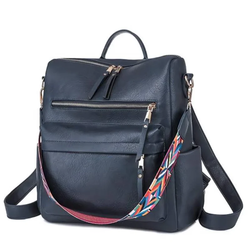 Premium PU Leather Women's Convertible Backpack Purse with Multiple Compartments - Image 6