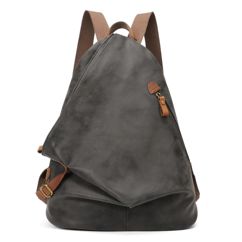 Vintage Brown PU Leather Travel Backpack with Multiple Compartments for Men and Women - Image 13