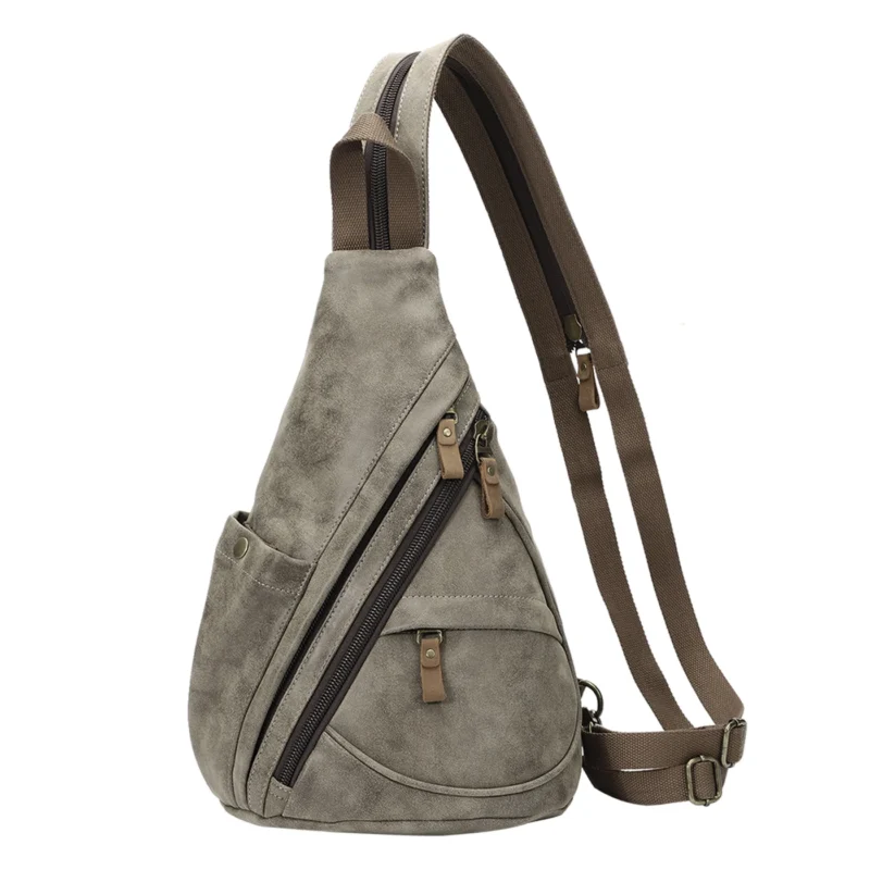 Premium PU Leather Crossbody Sling Backpack Unisex Casual Daypack with Multiple Compartments - Image 11