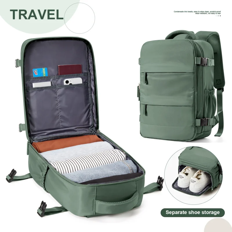 Compact Nylon Travel Backpack 40x20x25cm Cabin Size Carry-On Luggage with Laptop Compartment - Image 9